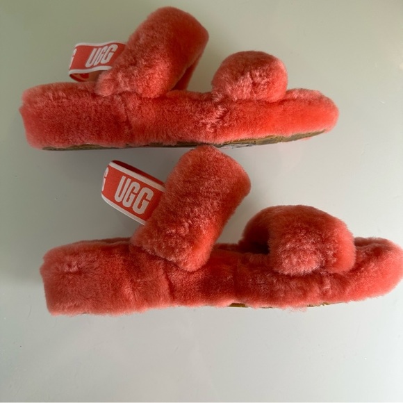 UGG Oh Yeah Slide Pop Coral Womens Size 7 EUC - Picture 3 of 6
